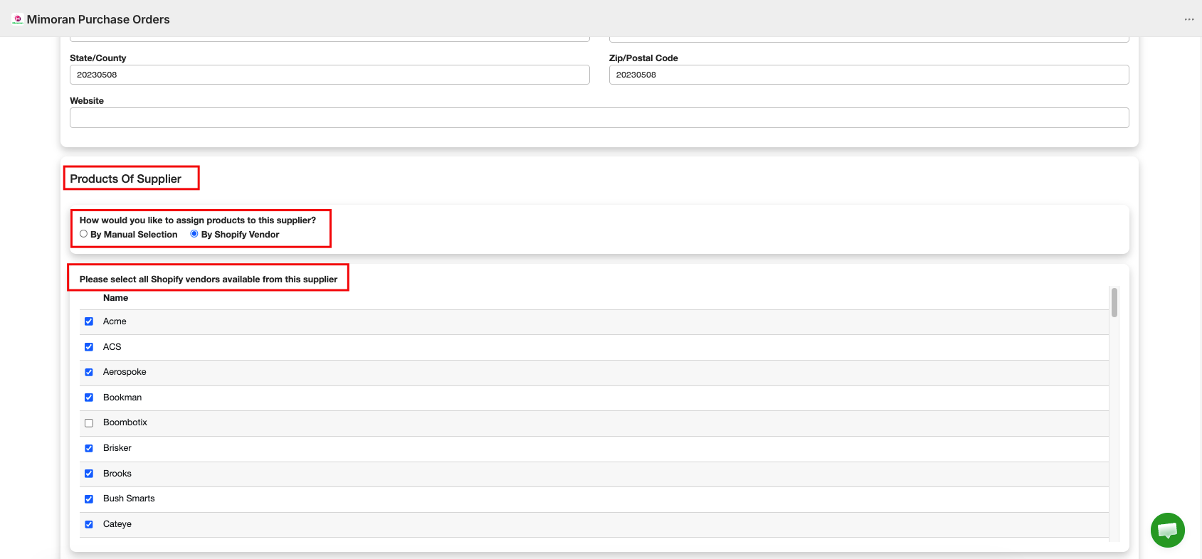 Assign Vendors Products to Supplier