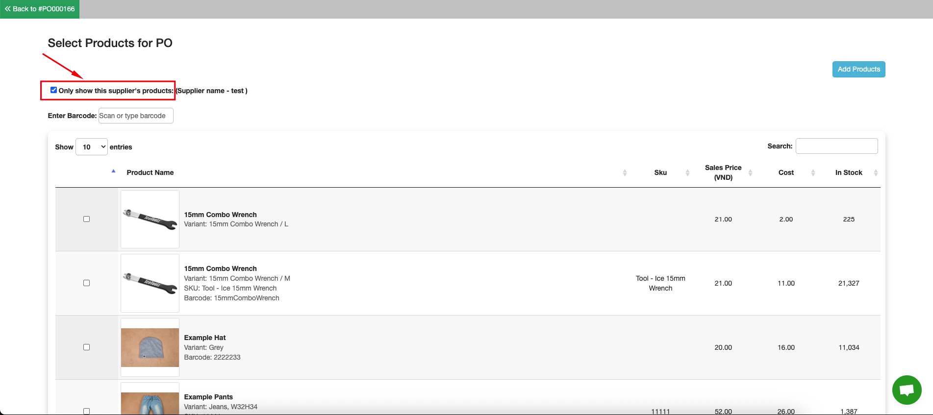 Filter checkbox