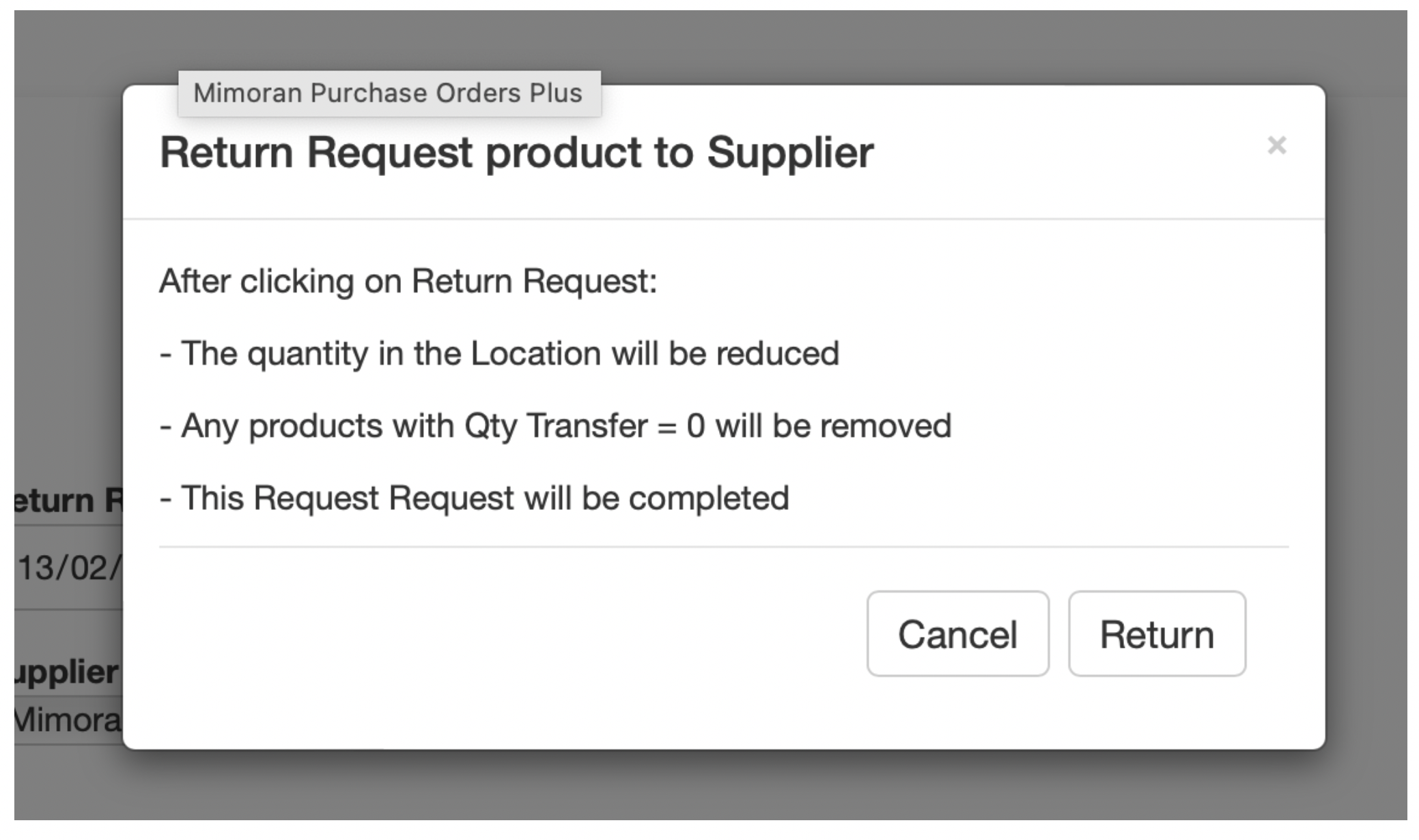 Return Popup