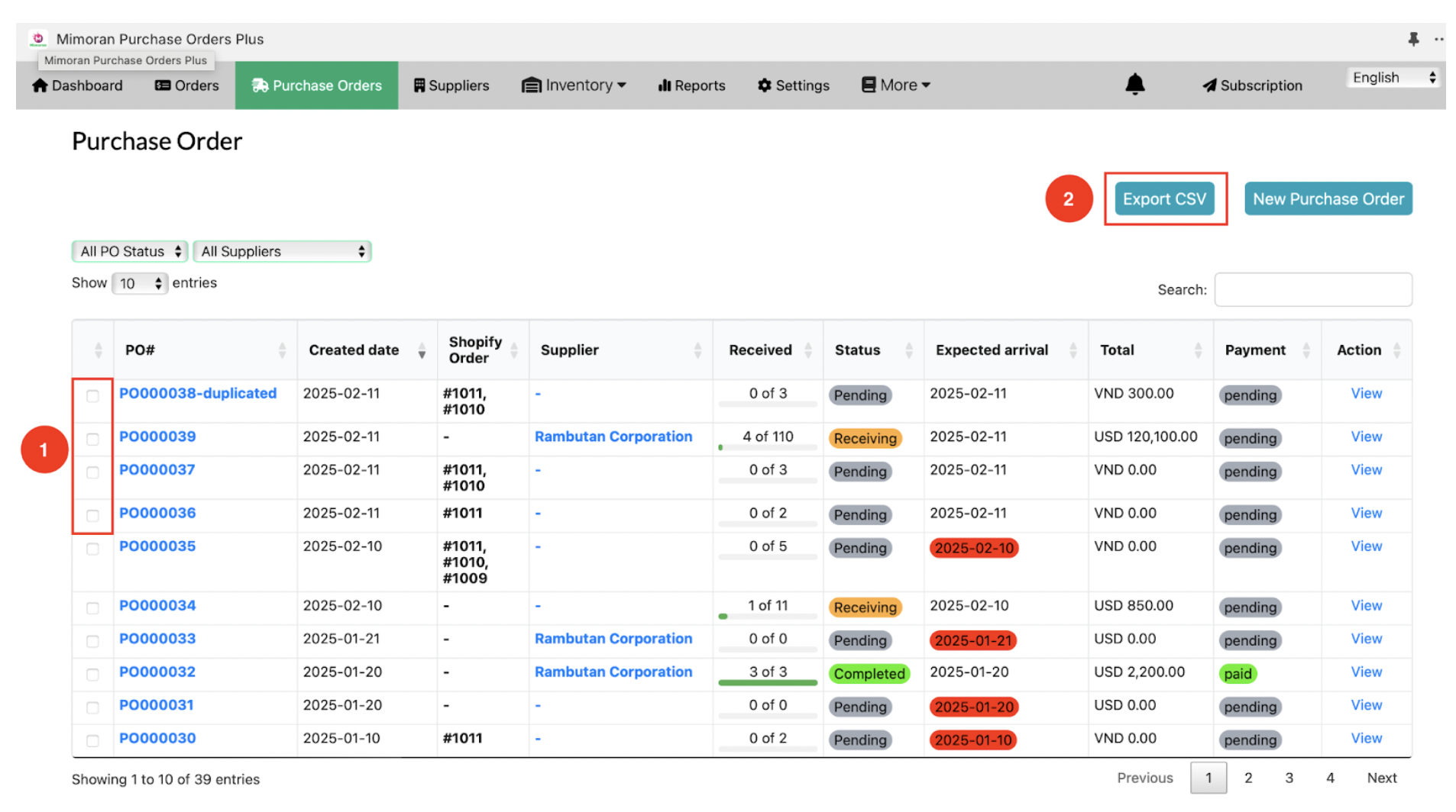 Select Export Csv