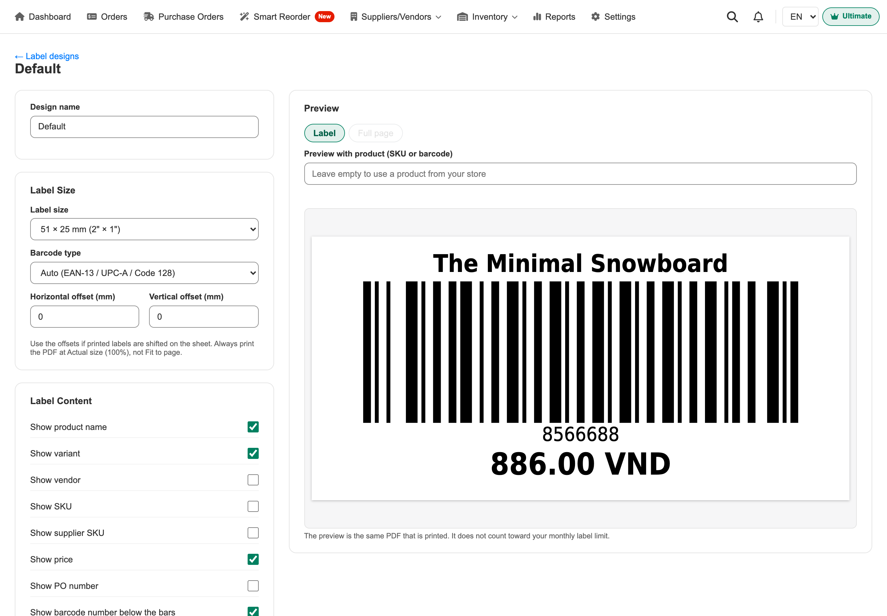 Edit a label design